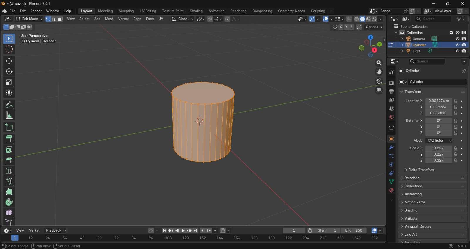 Entered the edit mode in blender